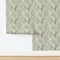 Neutral Floral Green Beige Botanical Leaves Plant Marjoram Herb Custom Pre-pasted Wallpaper by Spoonflower Pre-Pasted Wallpaper 2FT Wide